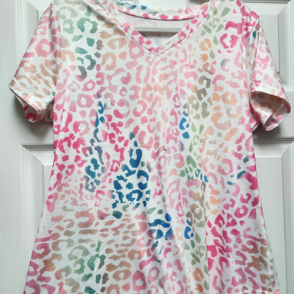 Colorful Leopard Print Short Sleeve Tee